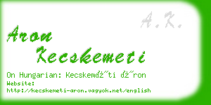 aron kecskemeti business card